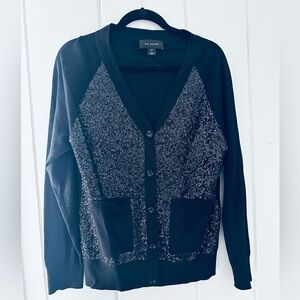 St. John Black Sequin Cashmere Cardigan / M